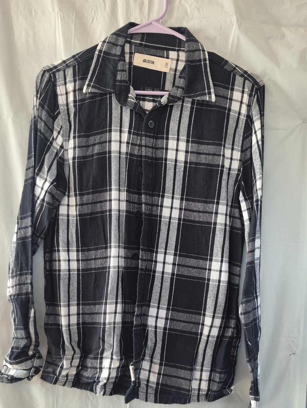 Hollister Black and White Plaid Button-Down Shirt